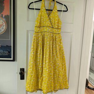 Anthropologie Moulinette Seours Lemon  Halter Dress, Size 4